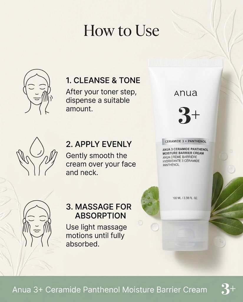 Anua 3 Ceramide Panthenol Moisture Barrier Cream (100ml) – Hydrating Repair Moisturizer