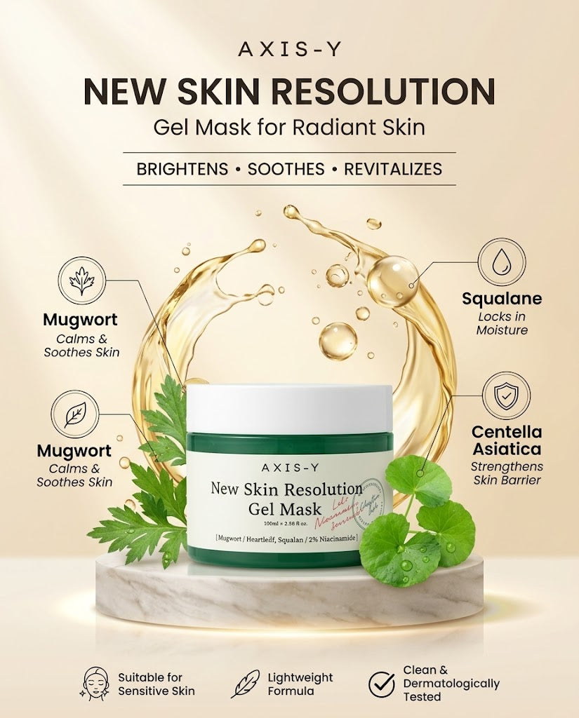 AXIS-Y New Skin Resolution Gel Mask (100ml) | Soothing & Brightening Wash-Off Mask