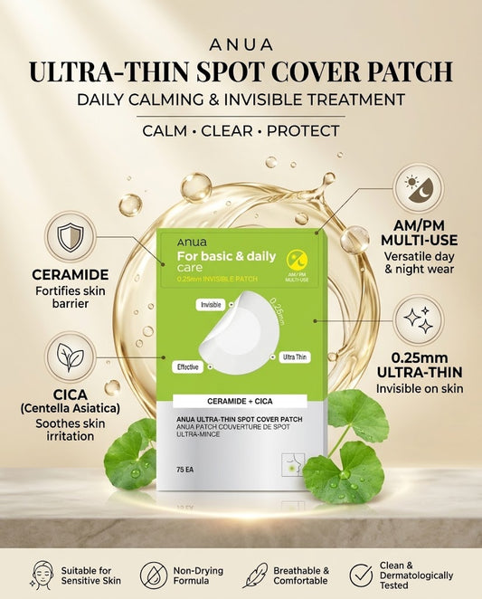 Anua Ultra-Thin Spot Cover Patch (75ct) – Invisible Ceramide & Cica Acne Patches