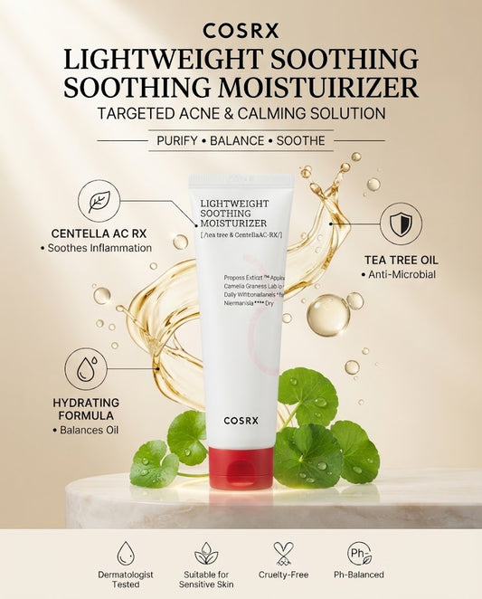 COSRX AC Collection Lightweight Soothing Moisturizer - 80ml | Oil-Free Acne Care