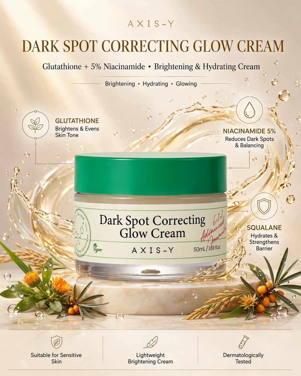 AXIS-Y Dark Spot Correcting Glow Cream (50ml) - Brightening Moisturizer