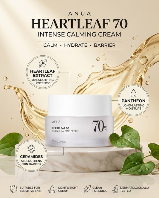 Anua Heartleaf 70% Intense Calming Cream (50ml) – Soothing Barrier-Repair Moisturizer