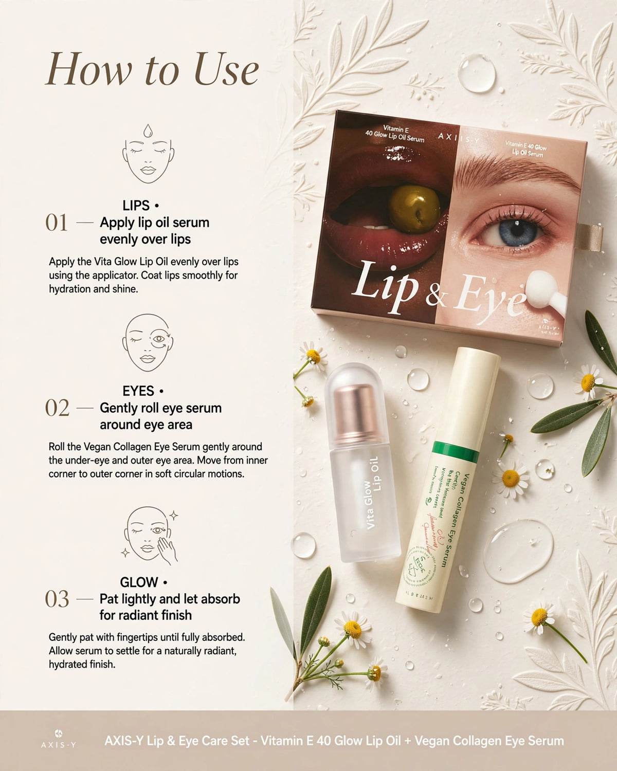 AXIS-Y Lip & Eye Set | Vegan Eye Serum & Vita Glow Lip Oil Duo
