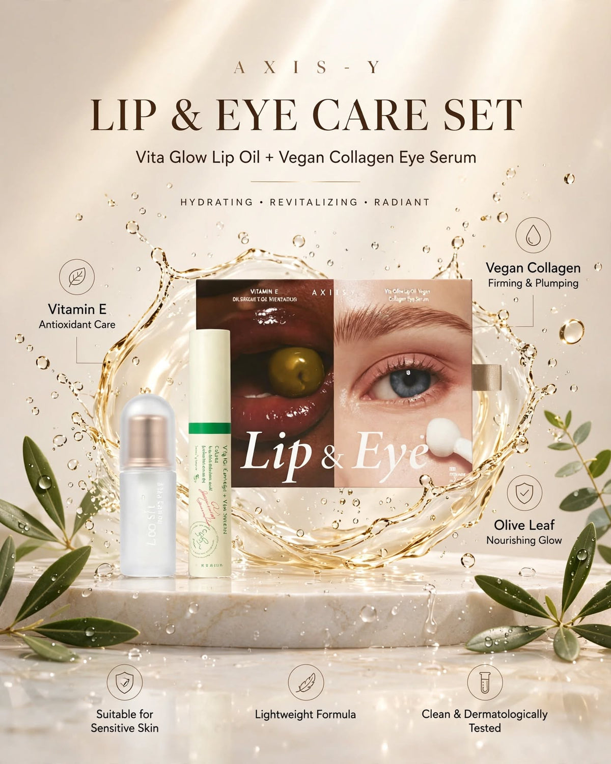 AXIS-Y Lip & Eye Set | Vegan Eye Serum & Vita Glow Lip Oil Duo