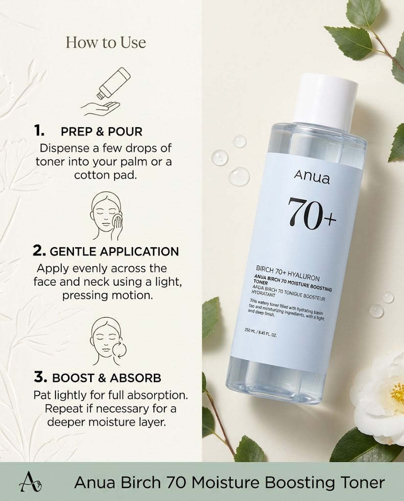 Anua Birch 70 + Hyaluron Moisture Boosting Toner (250ml) – Deep Hydration Toner