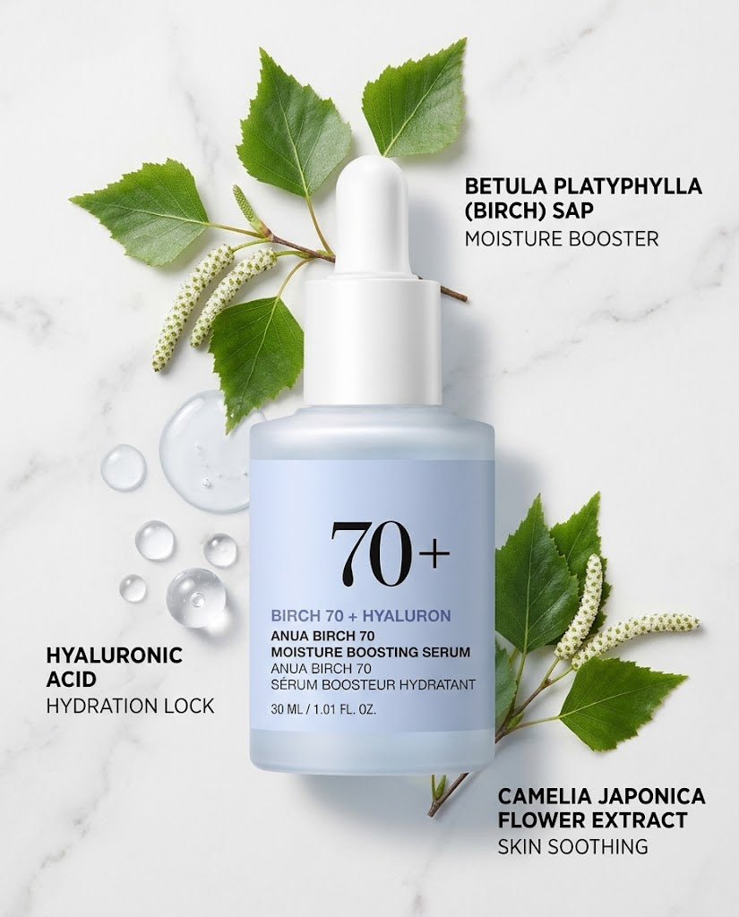 Anua Birch 70 + Hyaluron Moisture Boosting Serum (30ml) – Deep Hydration Serum