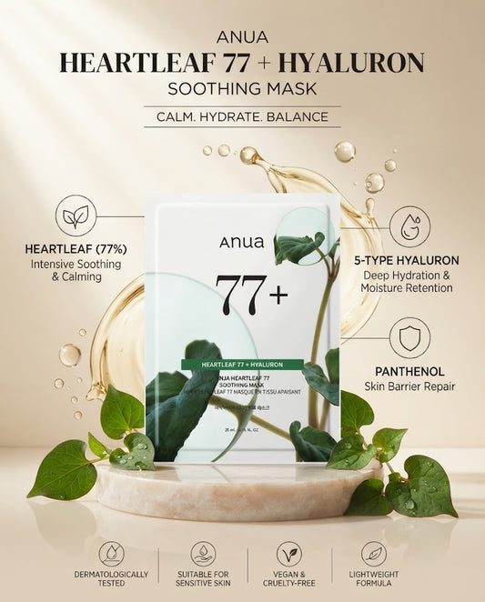 nua Heartleaf 77% + Hyaluron Soothing Sheet Mask