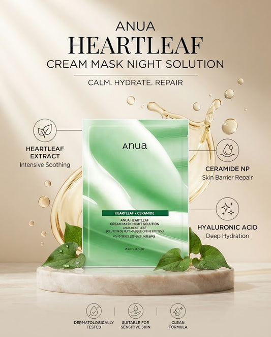 Anua Heartleaf Cream Mask Night Solution (25ml) - Soothing & Barrier Repair