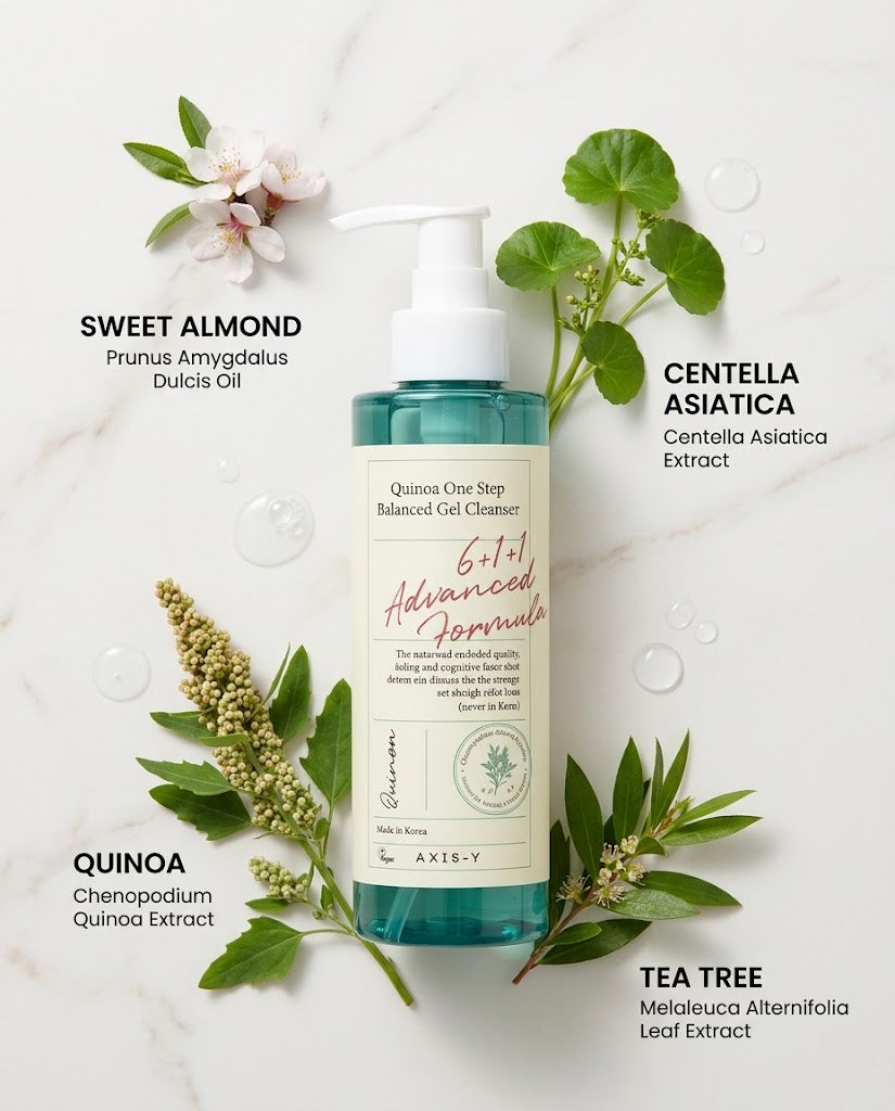 AXIS-Y Quinoa One-Step Balanced Gel Cleanser (180ml) – Gentle pH-Balanced Face Wash