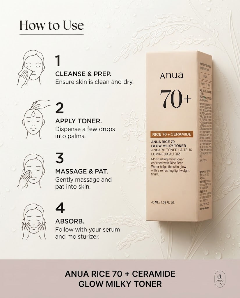 Anua Rice 70 Glow Milky Toner – Hydrating & Brightening K-Beauty Skin Barrier Toner