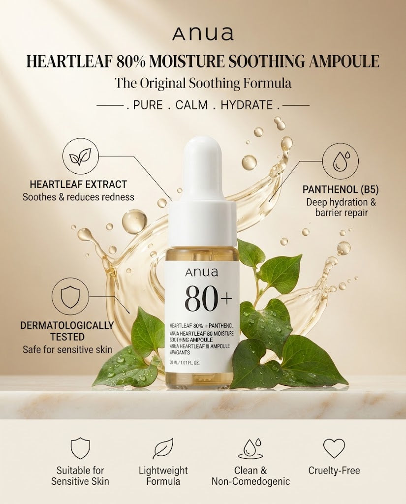 Anua Heartleaf 80% Moisture Soothing Ampoule (30ml) – Calming Face Serum