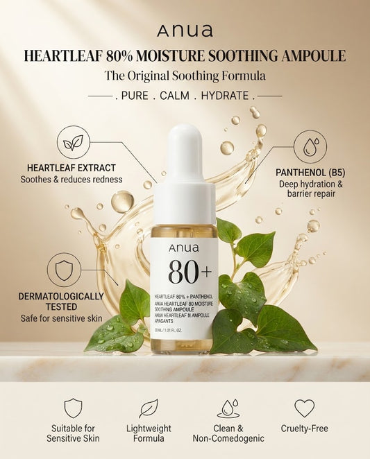 Anua Heartleaf 80% Moisture Soothing Ampoule (30ml) – Calming Face Serum