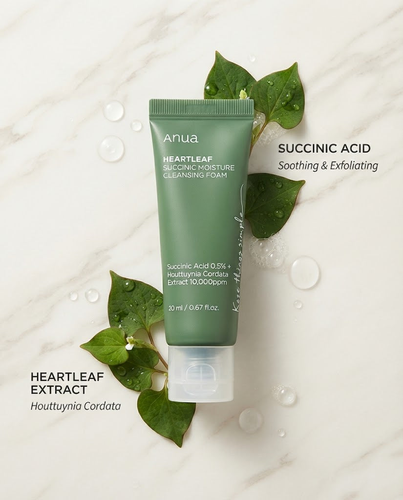 Anua Heartleaf Succinic Moisture Cleansing Foam - Gentle Acne Care