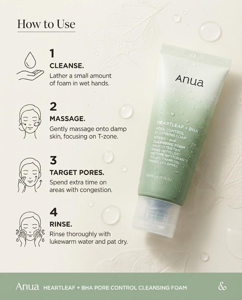 Anua Heartleaf Quercetinol Pore Deep Cleansing Foam | K-Beauty Cleanser