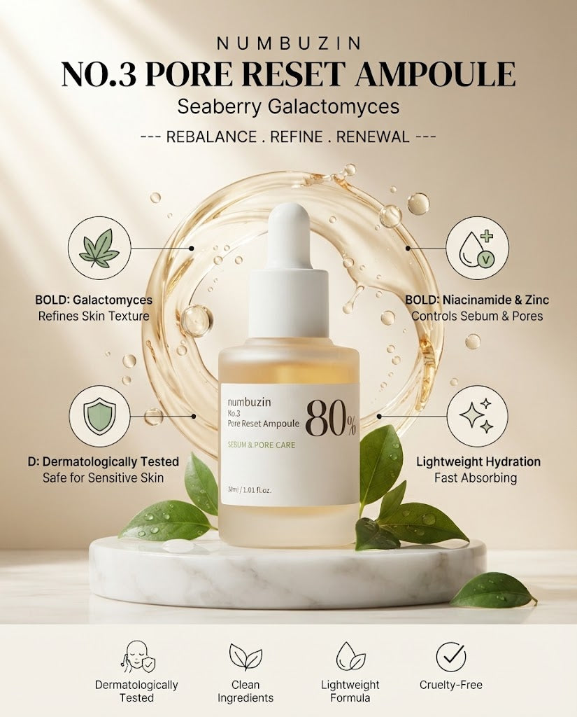 Numbuzin No.3 Pore Reset Ampoule Shot (25ml) - Pore Tightening & Texture Repair