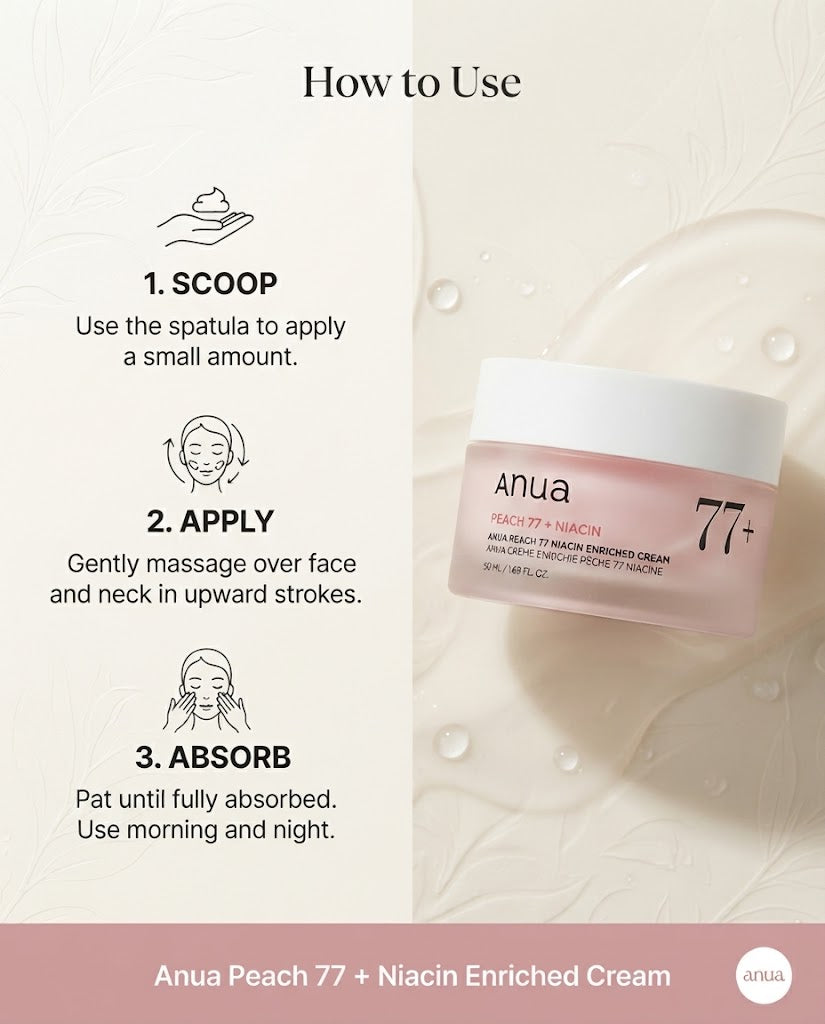 Anua Peach 77 Niacin Enriched Cream (50ml) | Hydrating Glow Moisturizer