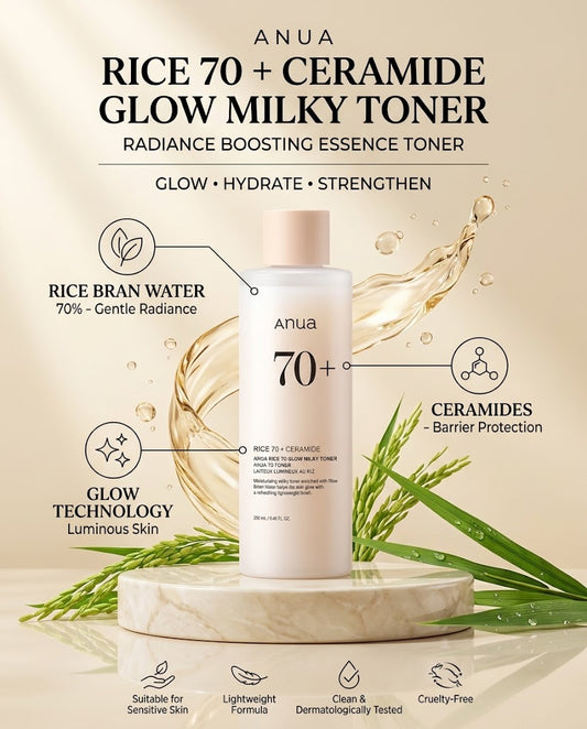 Anua Rice 70 + Ceramide Glow Milky Toner | Brightening Toner