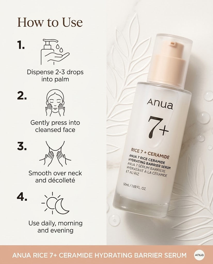 Anua Rice 7 + Ceramide Hydrating Barrier Serum | Rice & Ceramide Serum