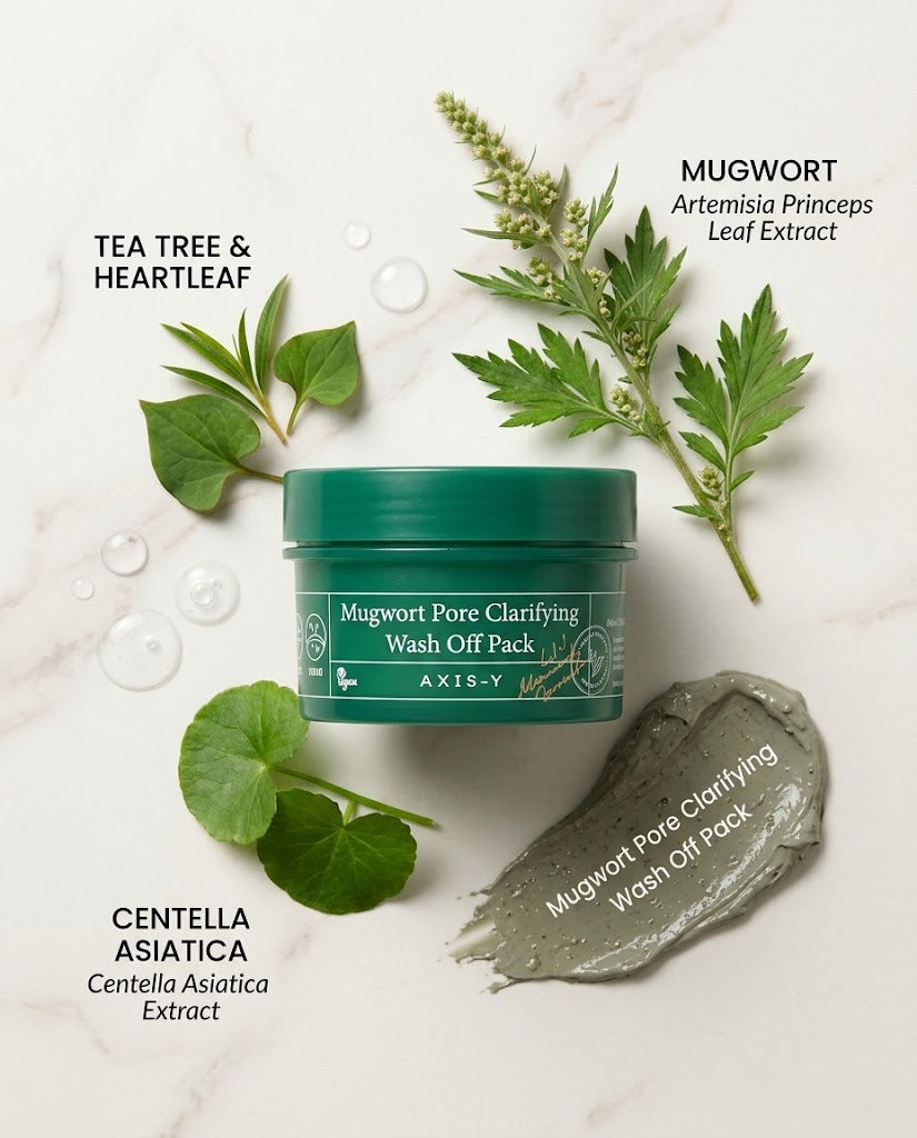 AXIS-Y Mugwort Pore Clarifying Wash Off Pack (100ml) – Soothing Clay Mask for Acne-Prone Skin