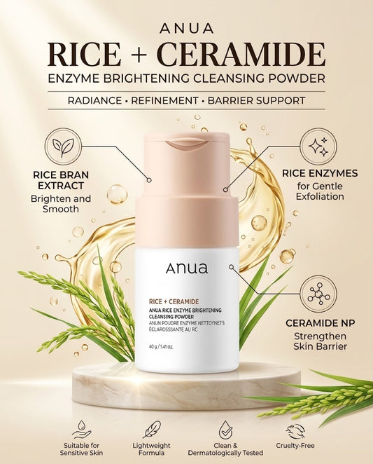 Anua Rice + Ceramide Enzyme Brightening Cleansing Powder