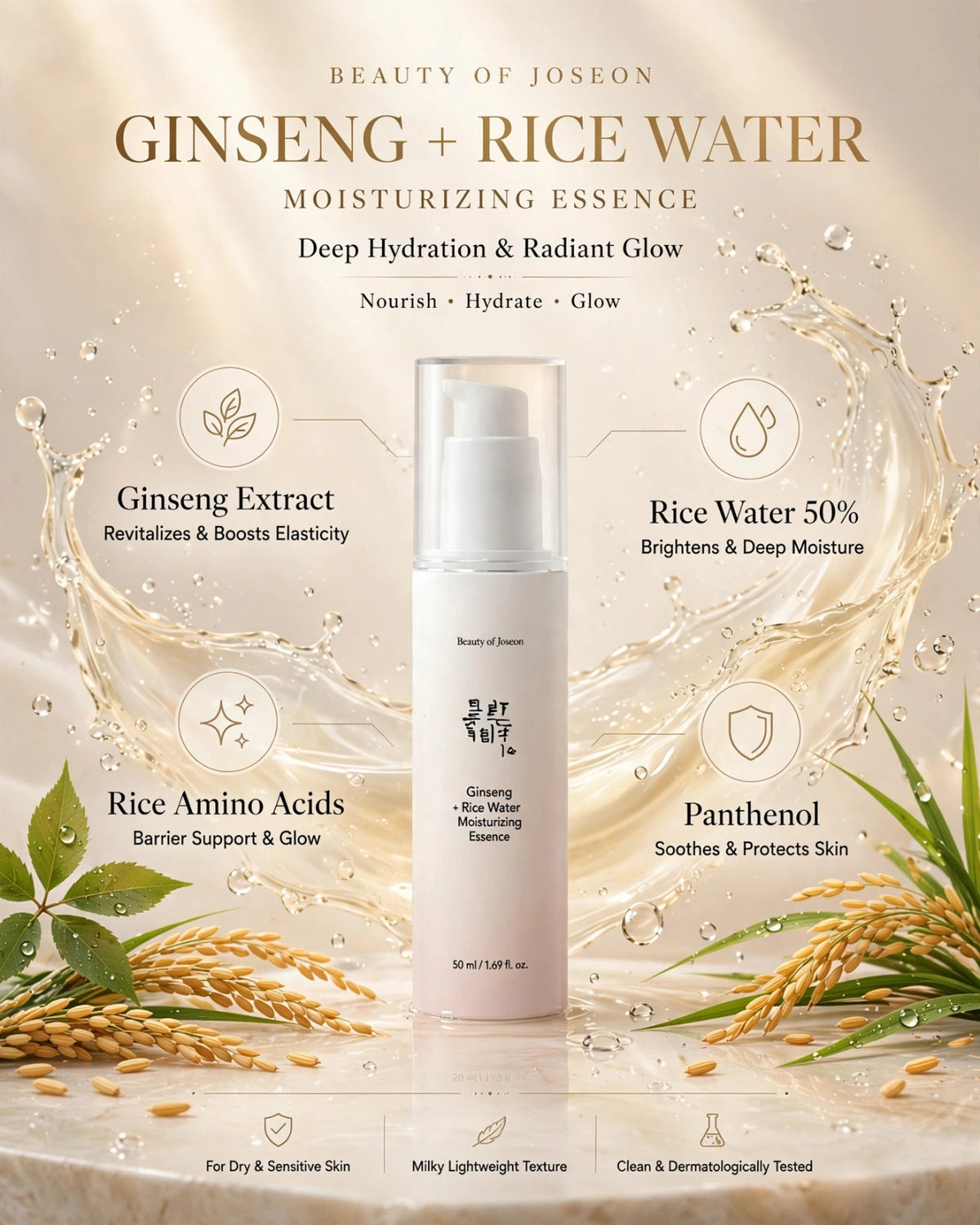 Beauty of Joseon Ginseng + Rice Water Moisturizing Essence (50ml)