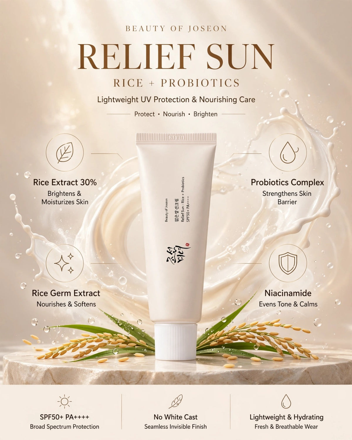 Beauty of Joseon Relief Sun : Rice + Probiotics SPF50+ (50ml) – Authentic K-Beauty