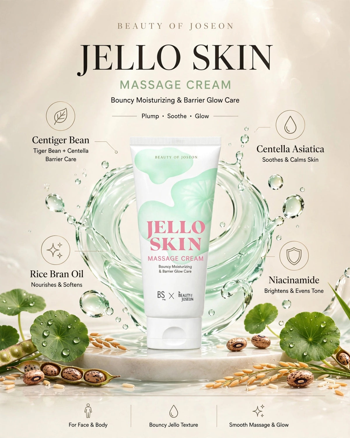 Beauty of Joseon Jelloskin Massage Cream for Face & Body - 200ml | K-Beauty