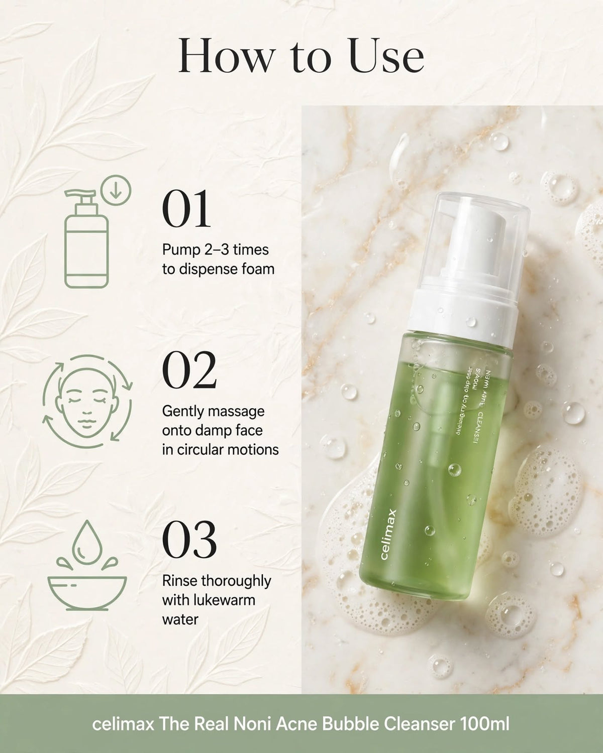 celimax The Real Noni Acne Bubble Cleanser - 155ml | K-Beauty Foaming Cleanser for Sensitive & Acne-Prone Skin