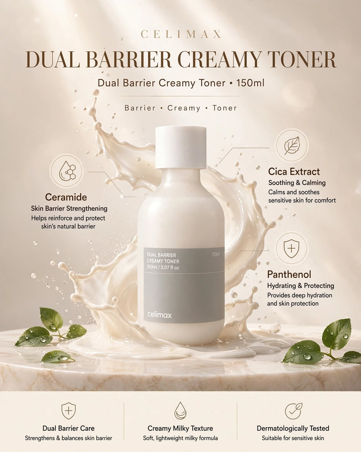 Celimax Dual Barrier Creamy Toner 150ml – Ceramide Barrier Repair