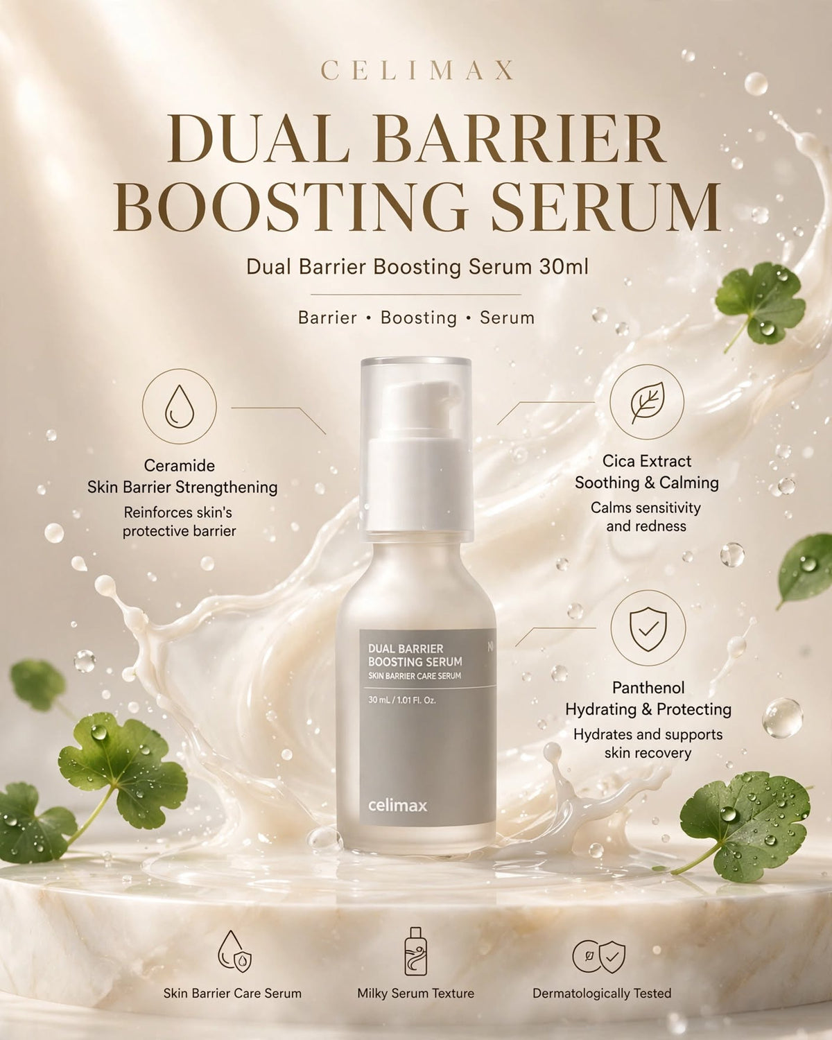 celimax Dual Barrier Boosting Serum - Ceramide & Cica Skin Repair (30ml / 30g)