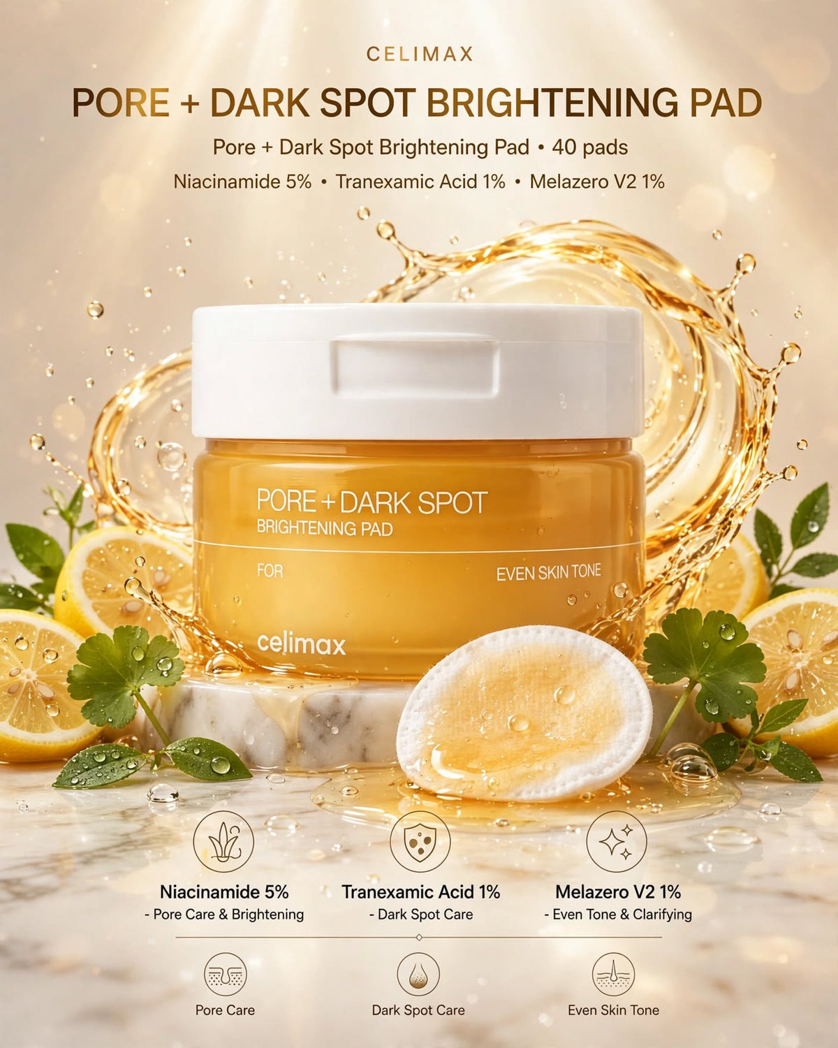 celimax Pore + Dark Spot Brightening Pad - 100ml (40 Pads)