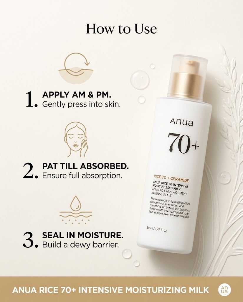 Anua Rice 70 + Ceramide Intensive Moisturizing Milk | Lightweight Lotion
