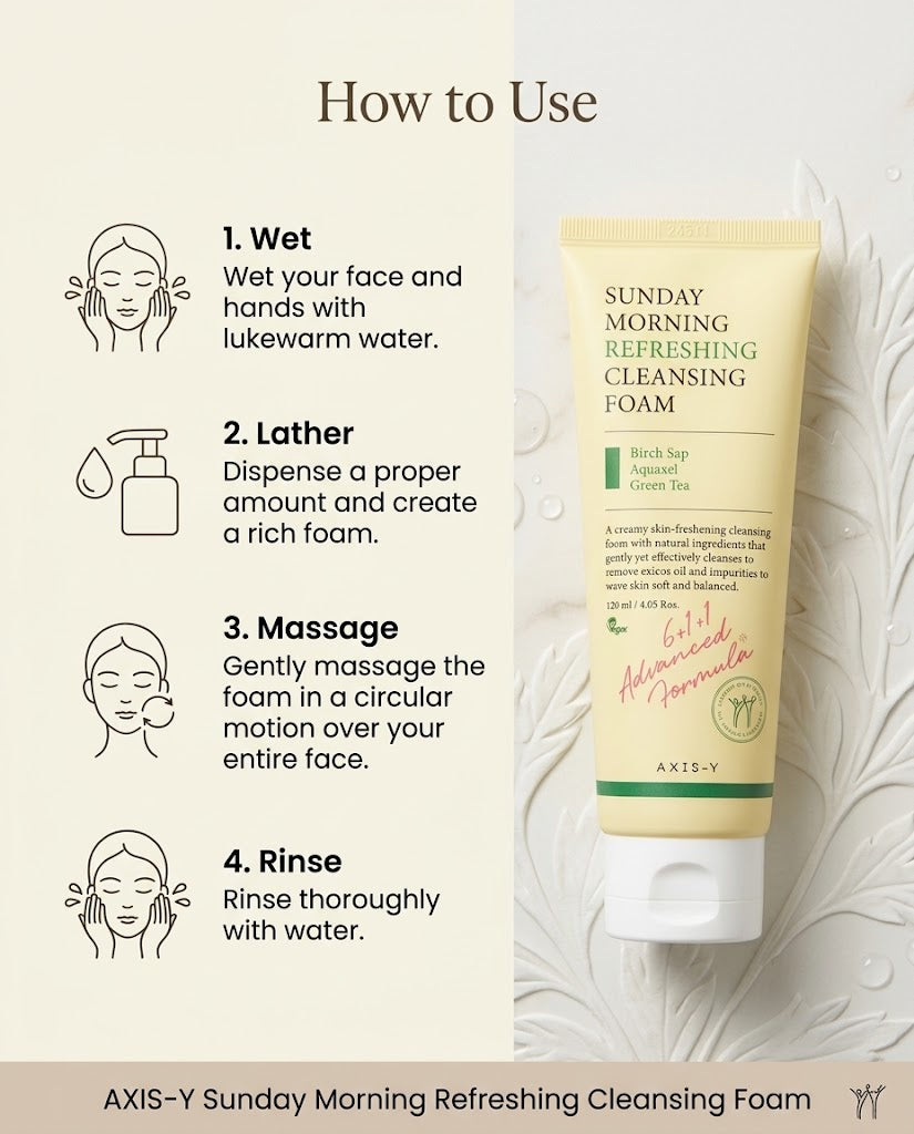 AXIS-Y Sunday Morning Refreshing Cleansing Foam (120ml) | Low-pH Hydrating Face Wash