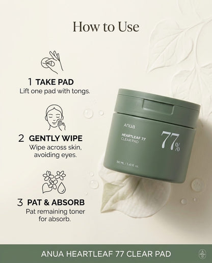 Anua Heartleaf 77% Clear Pad (160ml) – Soothing PHA Toner Pads for Acne-Prone Skin  Meta Description