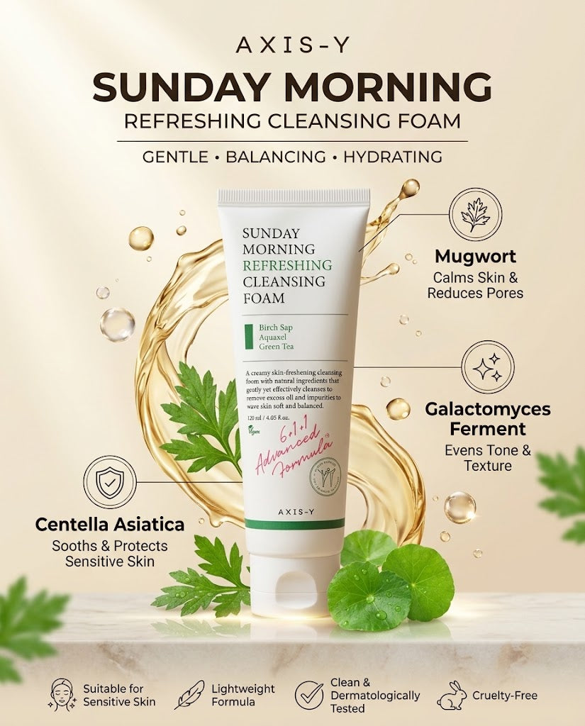 AXIS-Y Sunday Morning Refreshing Cleansing Foam (120ml) | Low-pH Hydrating Face Wash