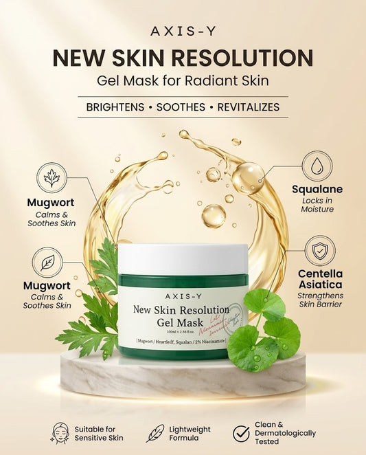 AXIS-Y New Skin Resolution Gel Mask (100ml) | Soothing & Brightening Wash-Off Mask