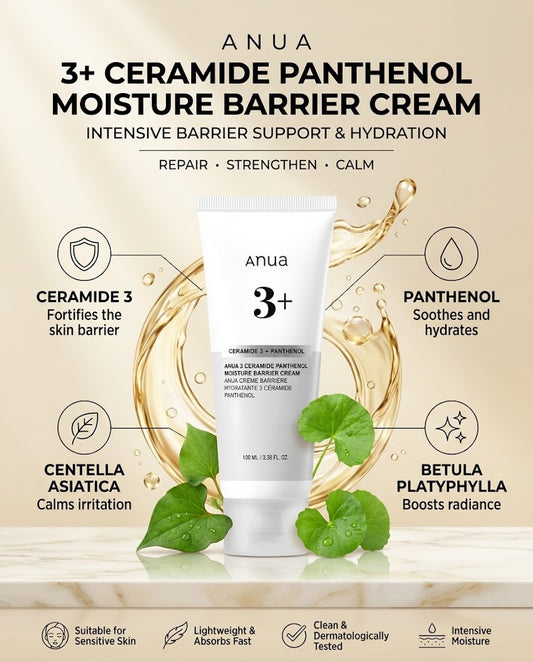 Anua 3 Ceramide Panthenol Moisture Barrier Cream (100ml) – Hydrating Repair Moisturizer