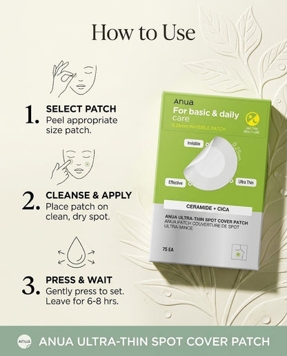 Anua Ultra-Thin Spot Cover Patch (75ct) – Invisible Ceramide & Cica Acne Patches