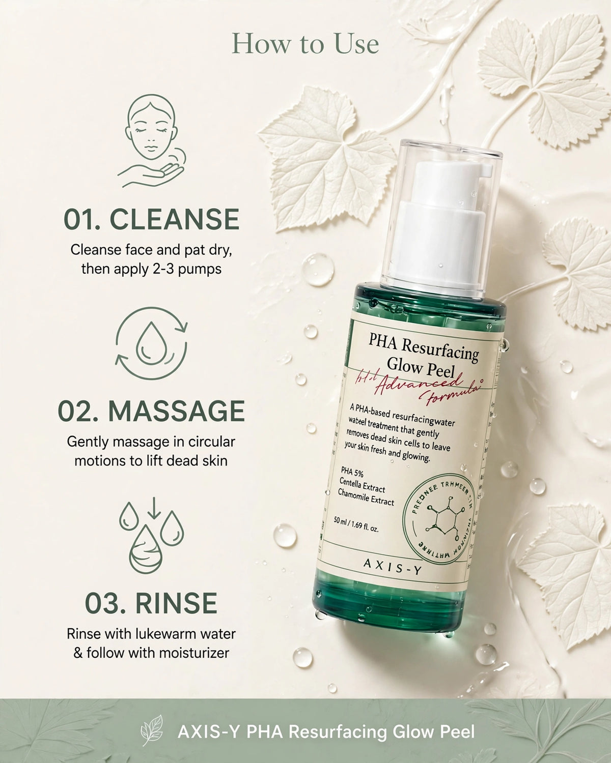 AXIS-Y PHA Resurfacing Glow Peel (50ml) - Gentle Exfoliating Gel