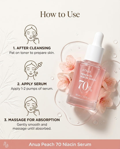 Anua Peach 70 Niacin Serum (30ml) – Brightening Niacinamide Glow Serum