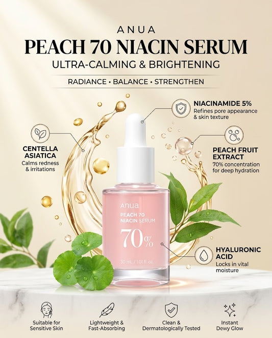 Anua Peach 70 Niacin Serum (30ml) – Brightening Niacinamide Glow Serum