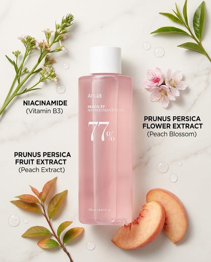 Anua Peach 77 Niacin Essence Toner (250ml) – Hydrating & Brightening Glass Skin Toner