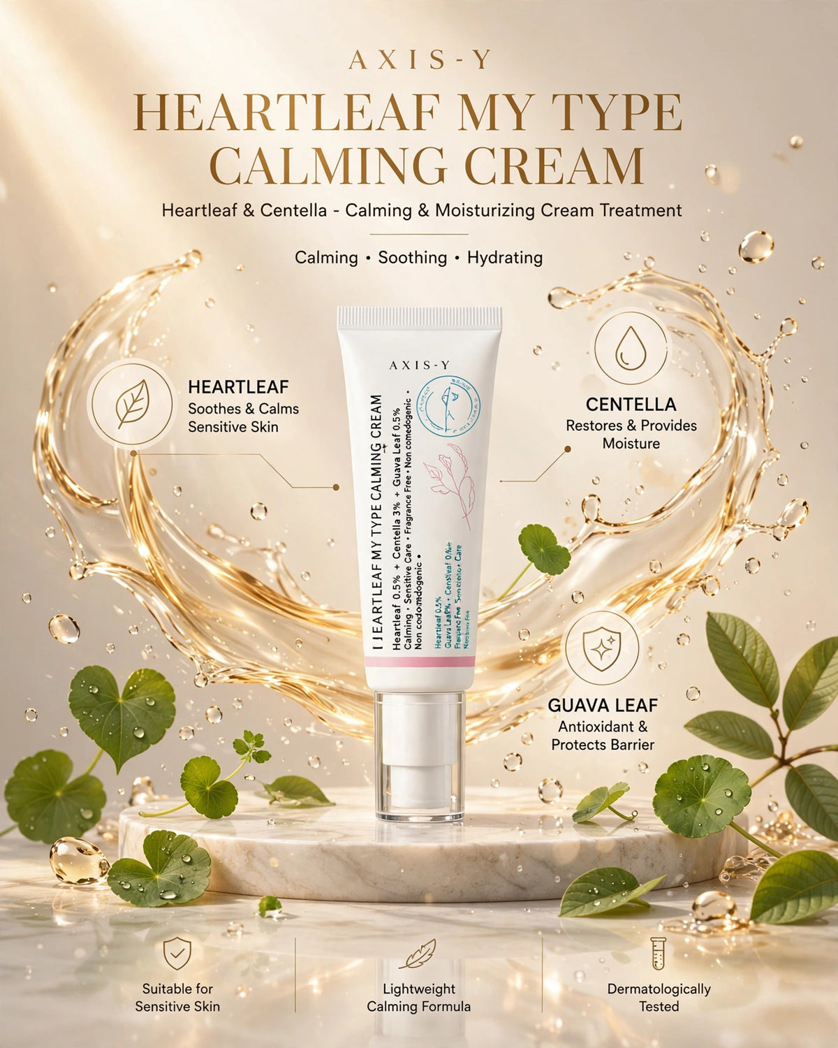 AXIS-Y Heartleaf My Type Calming Cream 60ml | Hydrating Gel Moisturizer