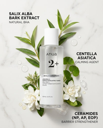 Anua BHA 2 + Ceramides Gentle Exfoliating Toner (150ml) – Pore-Refining BHA Toner