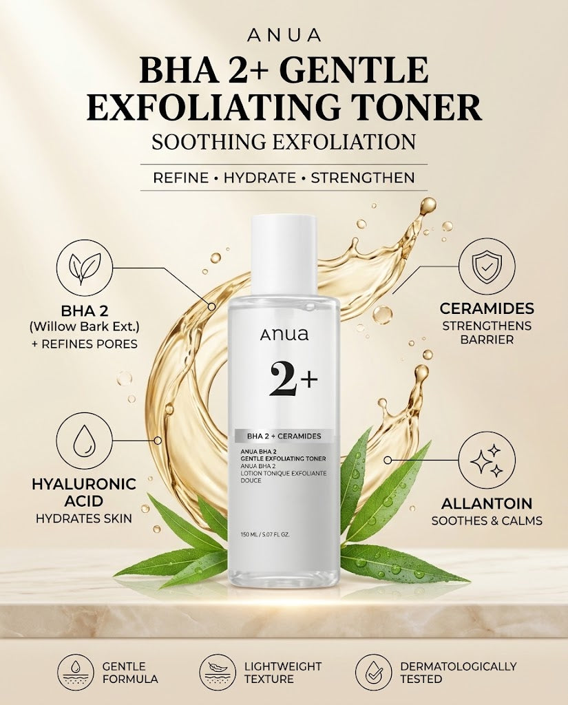 Anua BHA 2 + Ceramides Gentle Exfoliating Toner (150ml) – Pore-Refining BHA Toner