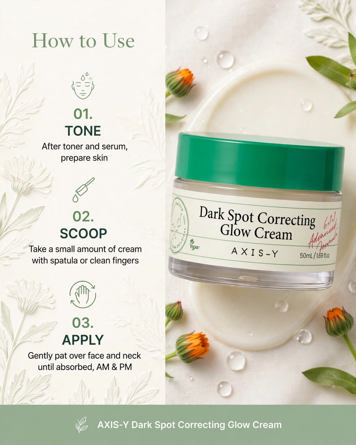 AXIS-Y Dark Spot Correcting Glow Cream (50ml) - Brightening Moisturizer