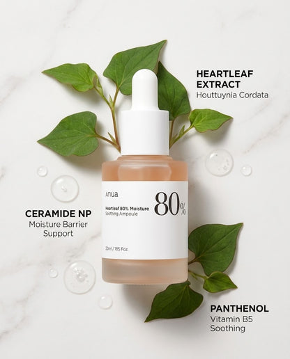 Anua Heartleaf 80% Moisture Soothing Ampoule (30ml) – Calming Redness-Relief Serum