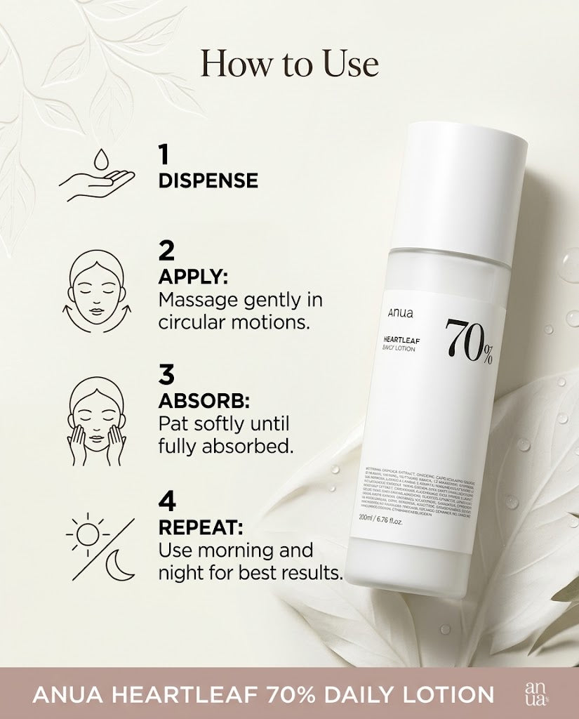 Anua Heartleaf 70% Daily Lotion (200ml) – Lightweight Soothing Moisturizer