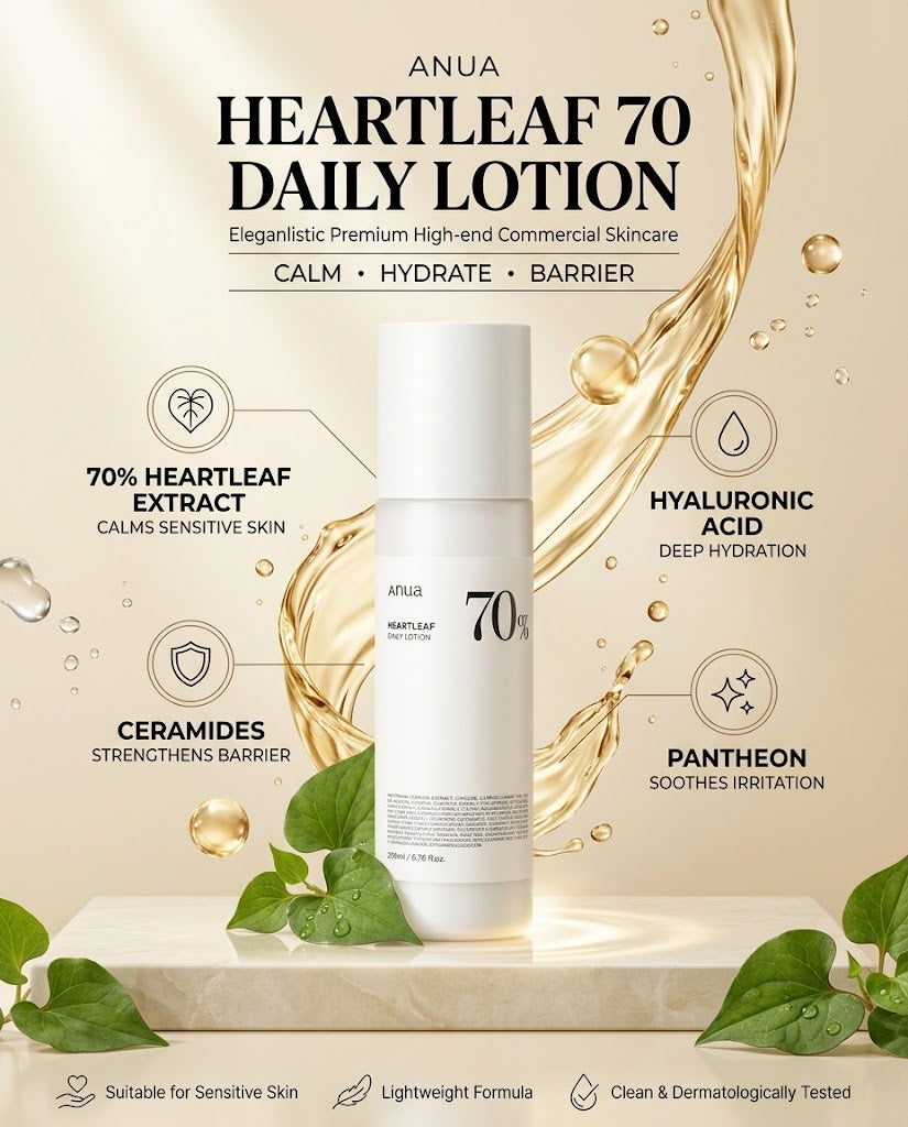 Anua Heartleaf 70% Daily Lotion (200ml) – Lightweight Soothing Moisturizer