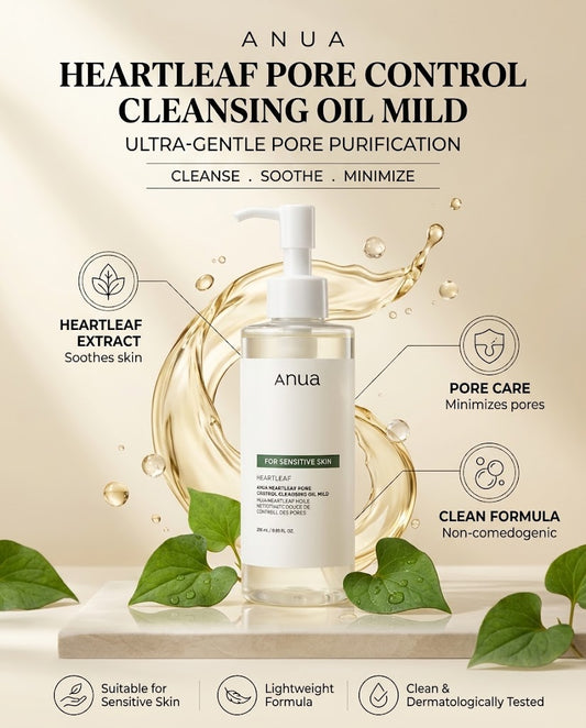 Anua Heartleaf Pore Control Cleansing Oil Mild – Sensitive Skin Cleanser 250mL